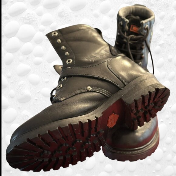 Harley-Davidson Leather Biker Boots – Size 9 Wide - Picture 2 of 10